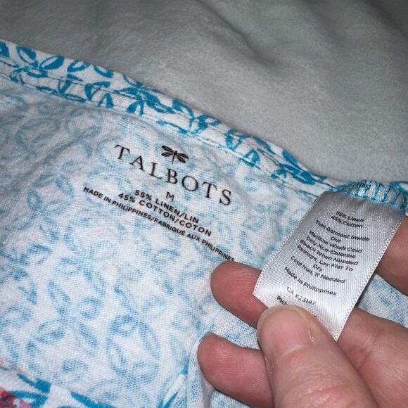 Talbots Women’s Linen Blend Colorful Pattern Tee Medium GUC - Picture 7 of 11